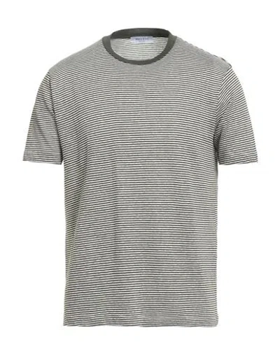 Wool & Co Man T-shirt Military Green Size L Linen, Cotton In Gray