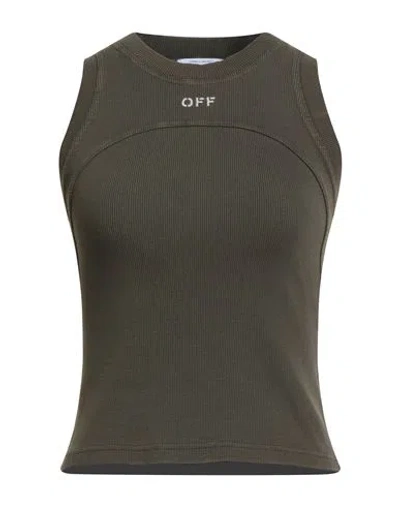 Off-white Woman Top Military Green Size 6 Cotton, Elastane In Black