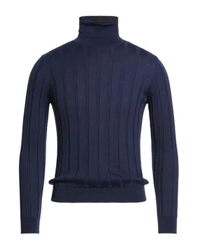 Fabrizio Del Carlo Man Turtleneck Midnight Blue Size Xl Merino Wool In Blue