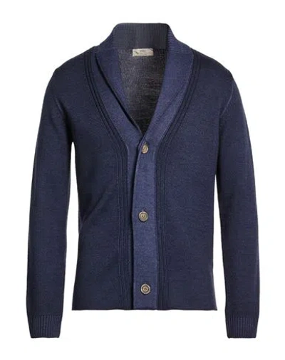 Abkost Man Cardigan Midnight Blue Size 42 Virgin Wool In Blue