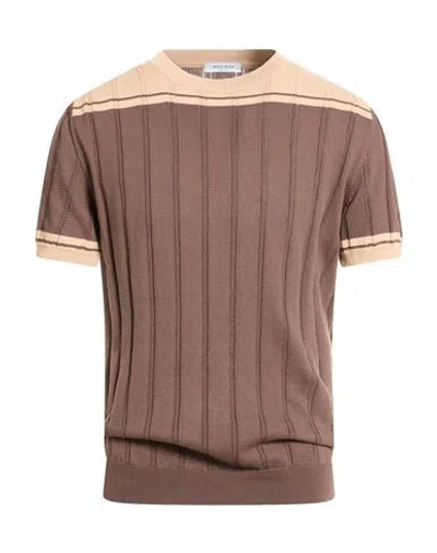 Wool & Co Man Sweater Chocolate Brown Size Xxl Cotton In Brown