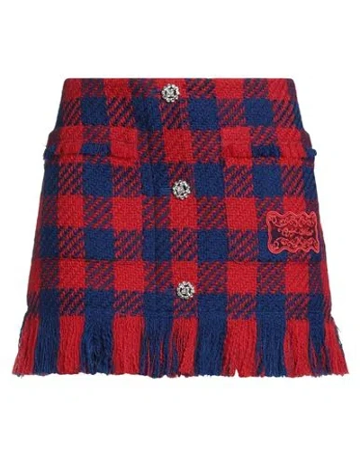 Off-white Woman Mini Skirt Red Size 6 Virgin Wool In Red
