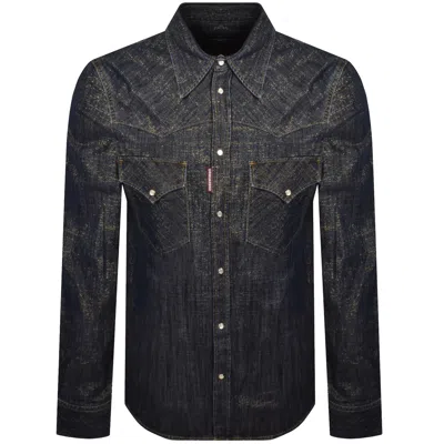 Dsquared2 Denim Lurex Shirt Blue In Black