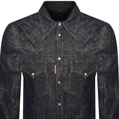 Dsquared2 Denim Lurex Shirt Blue In Black