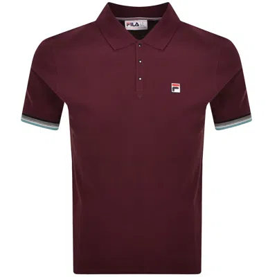 Fila Vintage Fila Cuff Detail Polo Purple In Red