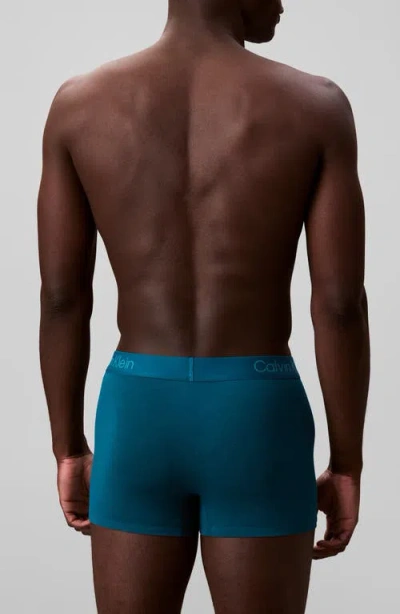 Calvin Klein 3-pack Stretch Modal Trunks In Blue
