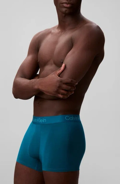 Calvin Klein 3-pack Stretch Modal Trunks In Blue