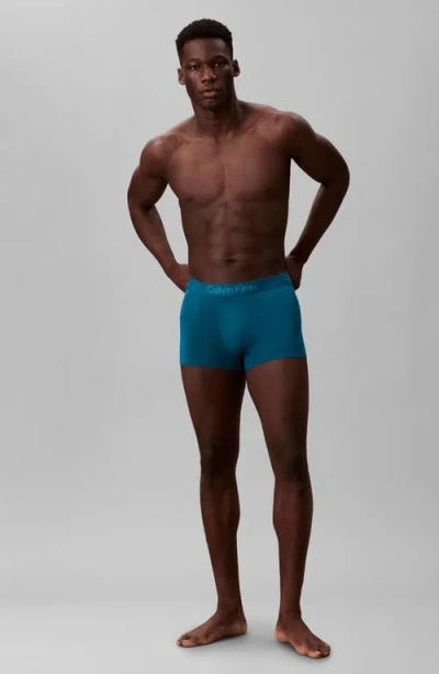 Calvin Klein 3-pack Stretch Modal Trunks In Blue
