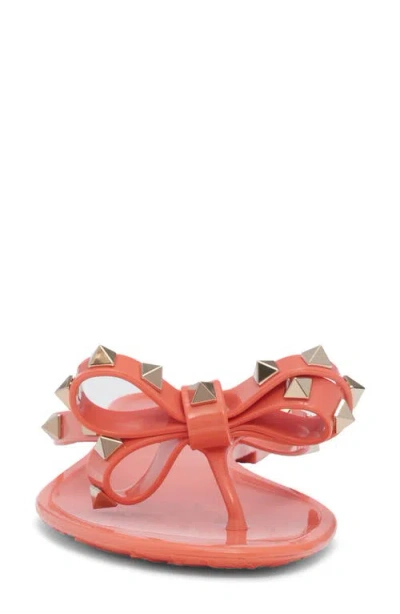 Valentino Garavani Elegant Bow-detail Sandals With Platinum-finish Studs And 5mm Heel Height In Pink