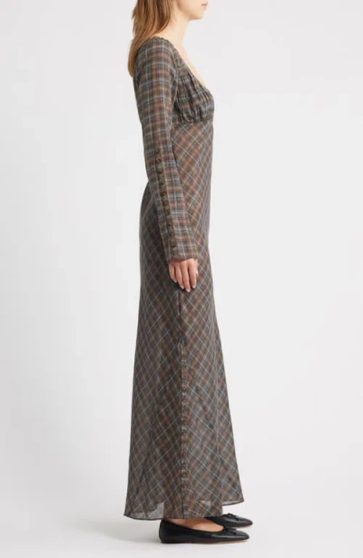 Damson Madder Marissa Sheer Plaid Maxi Dress In Gray