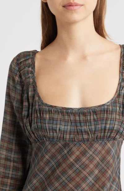 Damson Madder Marissa Sheer Plaid Maxi Dress In Gray