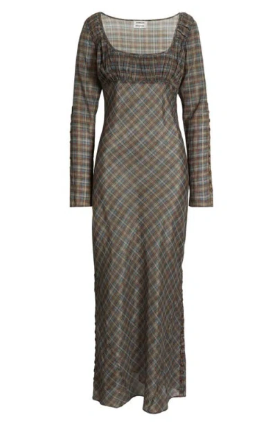 Damson Madder Marissa Sheer Plaid Maxi Dress In Gray