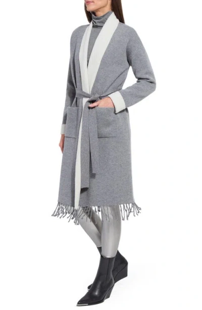 Lyssé Juliette V Neck Cardigan Sweater Coat In Gray