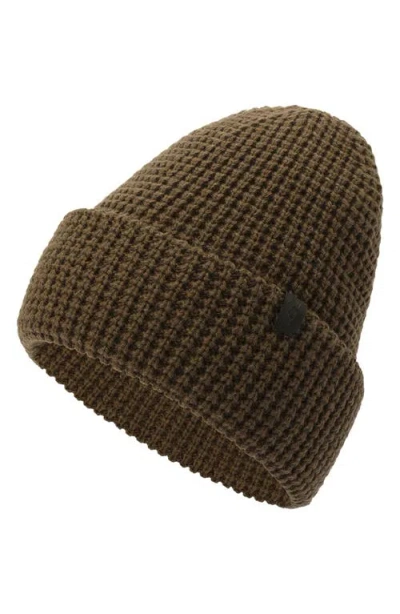 Allsaints Waffle Knit Beanie In Green