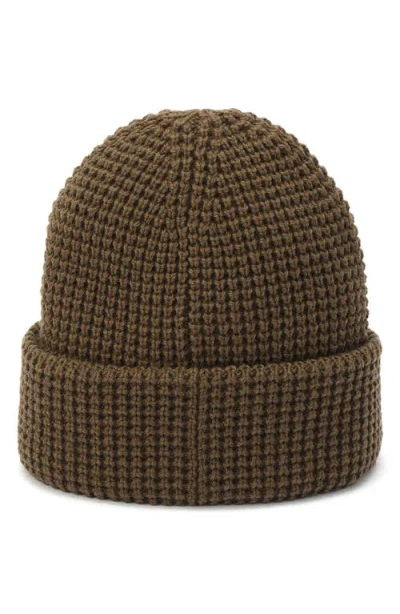 Allsaints Waffle Knit Beanie In Green
