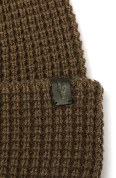 Allsaints Waffle Knit Beanie In Green