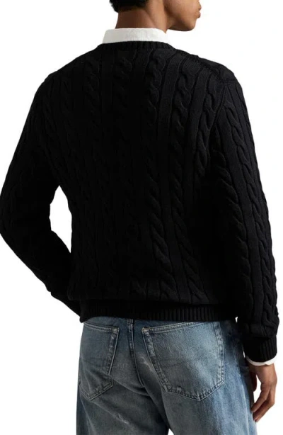 Polo Ralph Lauren Navy Blue Cable-knit Cotton Sweater In Black