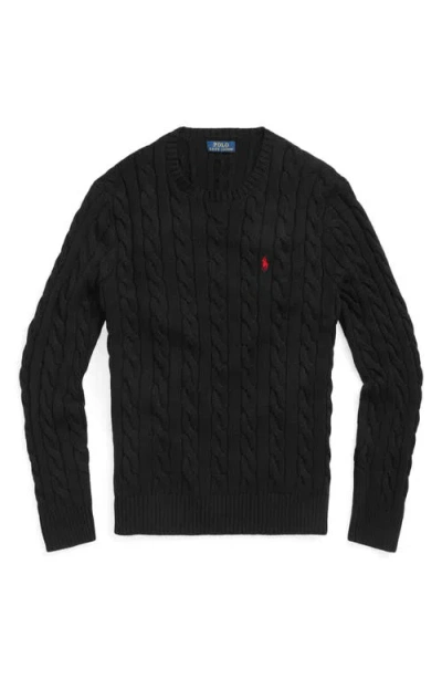 Polo Ralph Lauren Navy Blue Cable-knit Cotton Sweater In Black
