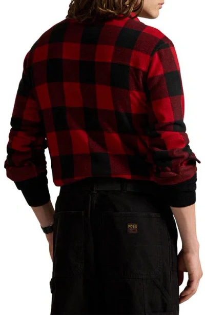 Polo Ralph Lauren Plaid Knit Flannel Overshirt In Red