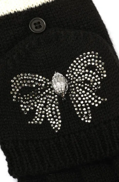 Kurt Geiger London Eagle Head Crystal Embellished Convertible Mittens In Black