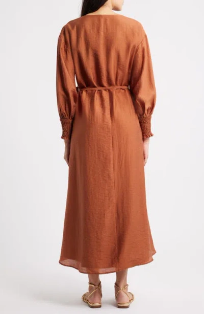 Ciebon Kiyelle Ruffle Long Sleeve Dress In Brown