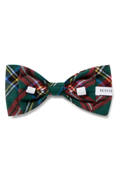 Petite Plume Kensington Tartan Dog Bow Tie In Green
