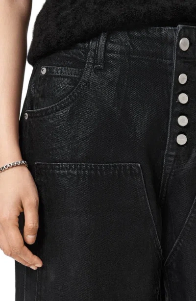 Allsaints Tay Wide Leg Carpenter Jeans In Black