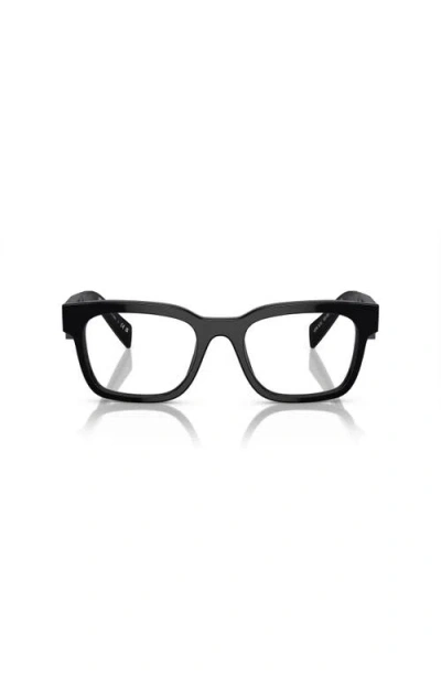 Prada 53mm Rectangle Optical Glasses In Black
