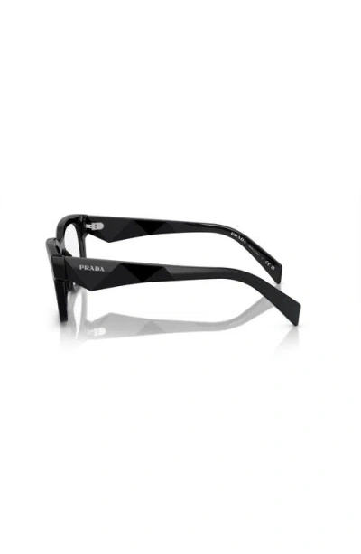Prada 53mm Rectangle Optical Glasses In Black
