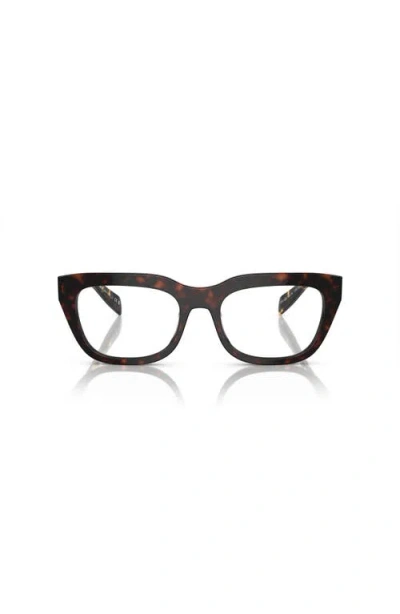 Prada 54mm Irregular Optical Glasses In Brown