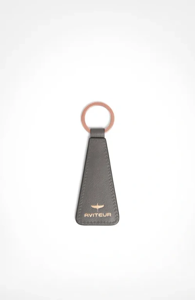 Aviteur Paglia Di Vienna Weave Calfskin Keyring In Gray