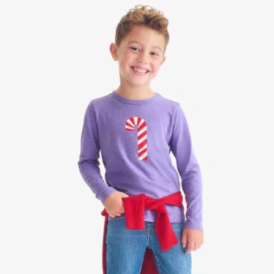 Primary Kids Long Sleeve Candy Cane Tee In Animal Print