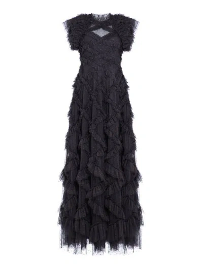 Needle & Thread Genevieve Ruffle Short Sleeve Maxi Gown In Animal Print