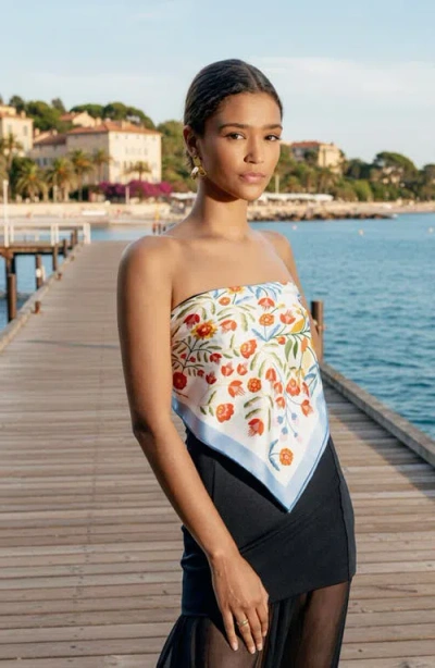 Jessie Zhao New York Porcelain Jardin Double Sided Silk Scarf In Blue