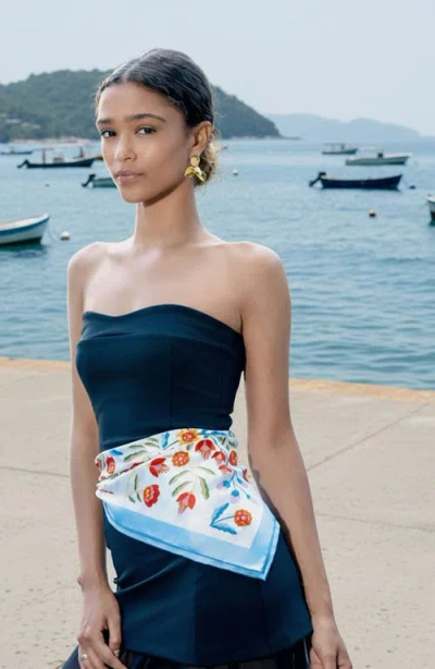 Jessie Zhao New York Porcelain Jardin Double Sided Silk Scarf In Blue