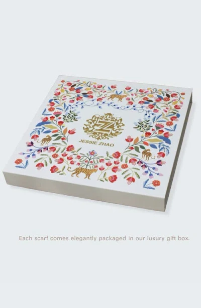 Jessie Zhao New York Blooming Night Double Sided Silk Scarf In Black