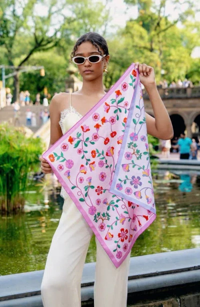 Jessie Zhao New York Blush Botanica Double Sided Silk Scarf In Pink