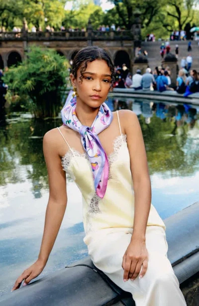 Jessie Zhao New York Blush Botanica Double Sided Silk Scarf In Pink