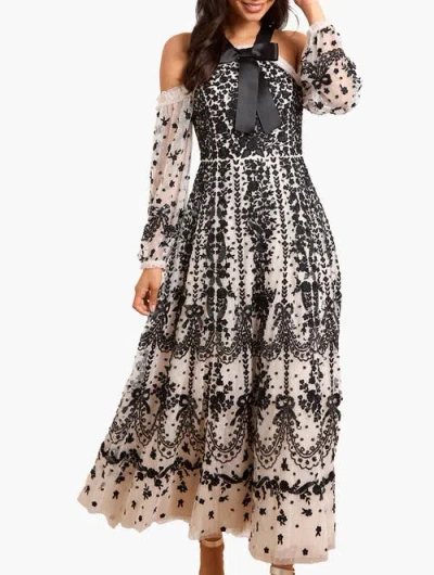 Needle & Thread Off-the-shoulder Adeline Maxi Dress In Black