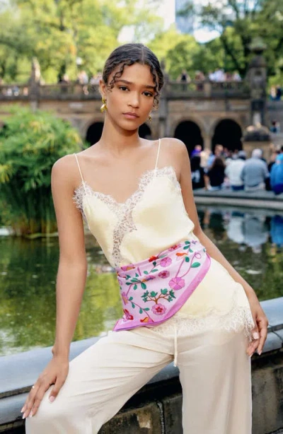 Jessie Zhao New York Blush Botanica Double Sided Silk Scarf In Pink