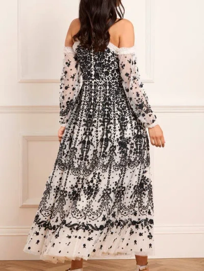 Needle & Thread Off-the-shoulder Adeline Maxi Dress In Black