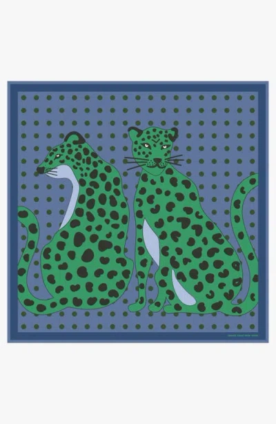 Jessie Zhao New York Twin Leopards Double Sided Silk Scarf In Green