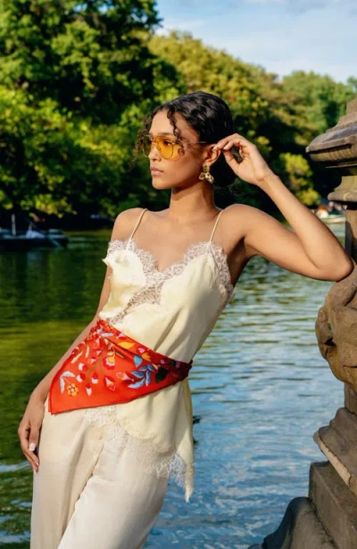 Jessie Zhao New York Festival Flora Double Sided Silk Scarf In Red