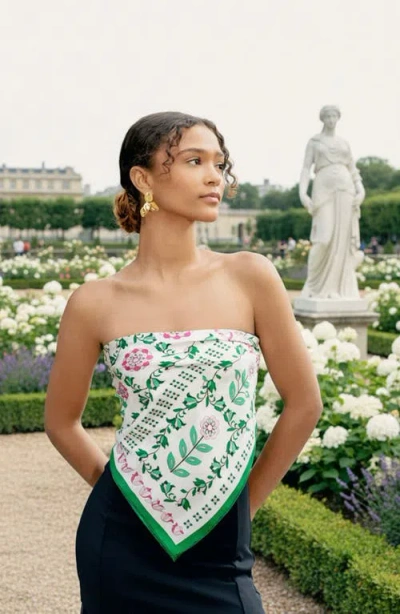 Jessie Zhao New York Ivy Parterre Double Sided Silk Scarf In Green