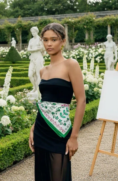 Jessie Zhao New York Ivy Parterre Double Sided Silk Scarf In Green