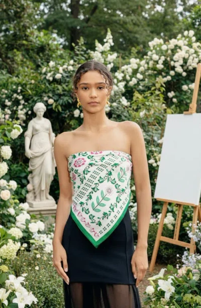 Jessie Zhao New York Ivy Parterre Double Sided Silk Scarf In Green