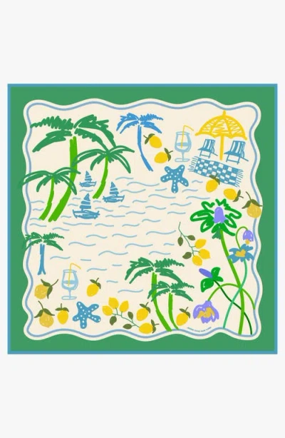 Jessie Zhao New York Capri Impression Double Sided Silk Scarf In Blue