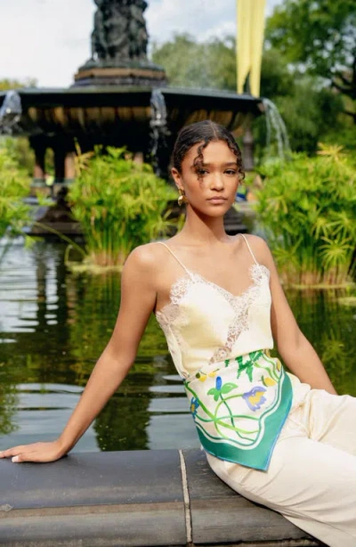 Jessie Zhao New York Capri Impression Double Sided Silk Scarf In Blue