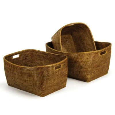 Napa Home & Garden Set Of 3 Burma Rattan Family Baskets In Brown