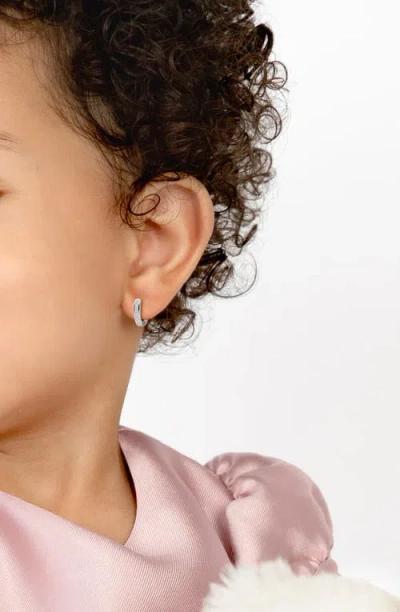 Tiny Blessings Channel Cut Cz 11mm Huggie Hoops Earrings In Metallic